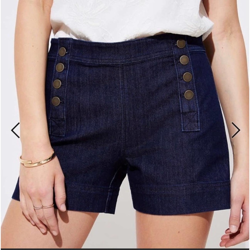 Ann Taylor Loft Denim Sailor Shorts Dark Rinse Size 31/12